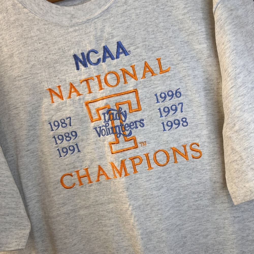 Vintage Tennessee Lady Volunteers Shirt XL Gray NCAA Basketball Champions 90s